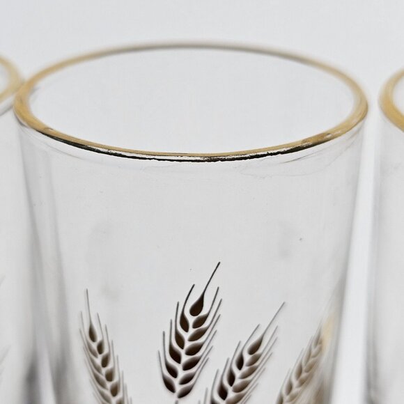 50s Homer Laughlin Golden Wheat Juice Glasses 4” midcentury  small cocktail 6pc - Picture 10 of 14
